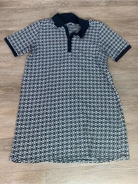 Zara Blue and White Knit Polo Mini Dress Size M